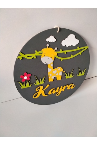 Çocuk Oda Kapı İsme Özel Süs Sarı