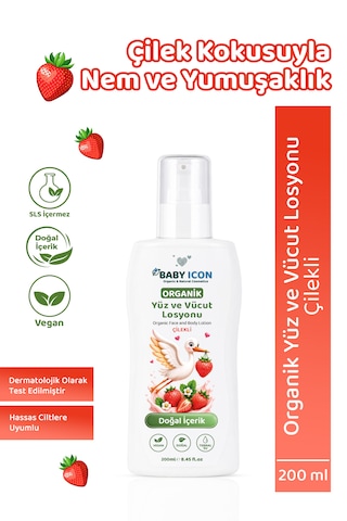 Doğal Vegan Çilekli Yüz Ve Vücut Losyonu 200 Ml