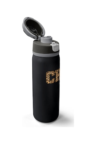 Coral High Siyah Leopar Ch Harf Desenli Pipetli Ve Direkt İçim Çelik Termos 800 Ml 38506 Siyah - Sarı