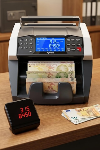Ayrex Aprilla Abc-8820 Para Sayma Makinesi / 1000 Adet/dk & Oyuncak Banknot Tespit & Müşteri Ekranı