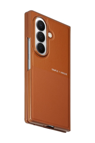 Samsung Galaxy Uyumlu Z Fold 8 Ultra Kılıf High Pu Deri Hdd Hbc-482 Siachen Case Kahverengi