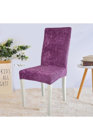 StarMall Ipek Kadife Sandalye Kılıfı Sandalye Örtüsü Lastikli Standart 1 Adet Mor