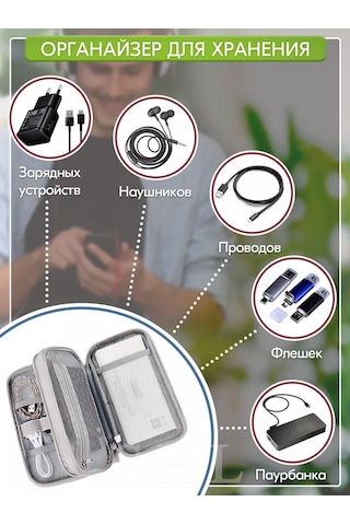 Shine Love Kablolar Ve Powerbank İçin Depolama Düzenleyici 242264673 Açık Gri