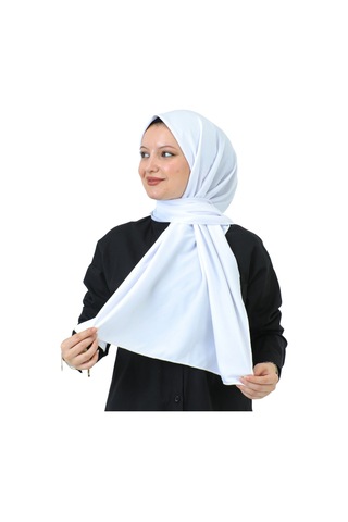 Şal Zarif Başörtüsü Eşarp Tesettür Giyim Uzun Abiyelik Beyaz