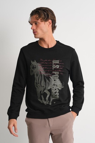 Alexander Gardi Alexandergardı Bisiklet Yaka Baskılı Sweatshirt Siyah