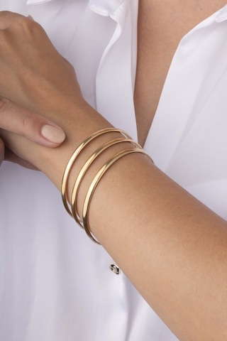 Gümüş Pazarım 4 Mm Parlak Görünüm Altın Kaplama Kadın Üçlü Ajda Bilezik Renkli