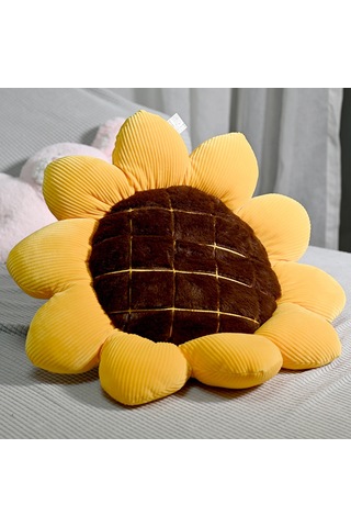 Wezone Güneş Çiçeği Desenli Yumuşak Yastık - Koltuk, Otomobil, Salon Kullanıma Uygun - 68 Cm Çaplı, 12 Cm Kalın, 0.9 Kg - Kadınlar İçin Konforlu Dayak Diğer