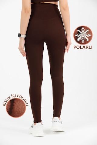 Kadın Kışlık Içi Polarlı Yüksek Bel Toparlayıcı Tayt Lacivert Curve High Waist Fleece Winter 1033 Koyu Kahve
