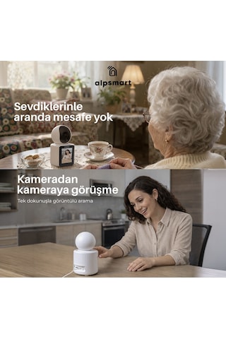 Alpsmart As670 Akıllı Wifi Güvenlik Kamerası Kendinden Ekranlı...
