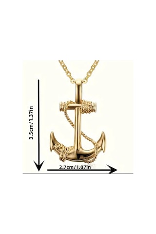 Yıwushı 1 Adet Vintage Boy's Navy Anchor Hip Hop Titanyum Çelik Çapa Kolye Altın Sarısı