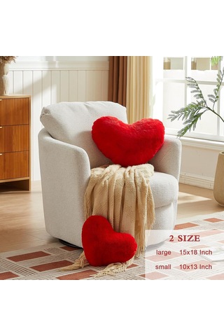 Yaleker Kırmızı Kalp Yastığı, Sevimli Yumuşak Poyraz Kumaşı, 30x25cm, Sevgi Hediyesi, Oturma Odası Dekoru, Kadınlar İçin Valentine Hediyesi Kırmızı