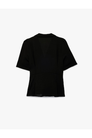 Koton Regular Fit Düğmeli Kısa Kollu Kruvaze Yaka Gömlek Siyah 6sak60337uw Siyah