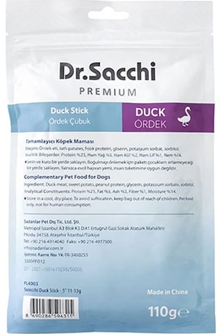 Dr.sacchi Premium Ördekli Çubuk Tahılsız Köpek Ödülü 5 10lu 110 Gr 109-30027.01