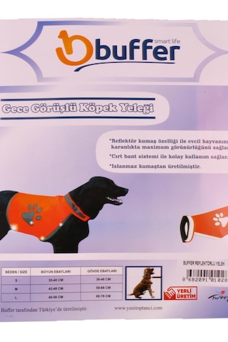 Gece Görüşlü Reflektör Kumaşlı Cırt Cırtlı Köpek Yeleği Medium 5673