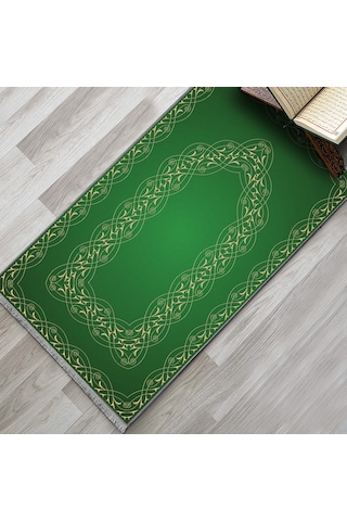 Evaşk Namazlık Dokuma Halı Kaymaz Muslumana Seccade 80 x 130 YEŞİL EVAŞK609B66