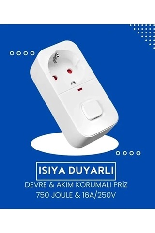 Isıya Duyarlı Devre Ve Akım Korumalı Duvar Tekli Anahtarlı Priz Fiş 16a/250v 750 1