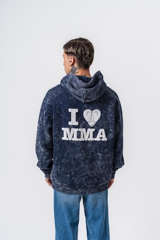 Respire Erkek Mma Baskılı Kapüşonlu Oversize Hoodie Lacivert