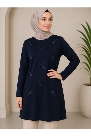 Mutlu City Orta Taş Ve Üzeri Anne Penye Tunik 30644 Lacivert