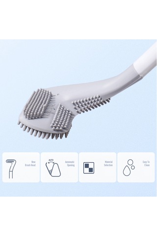 Konesam Duvar Tipi Uzun Saplı Tuvalet Fırçası, Tam Temizlik, Tpr Malzeme, Kir Gizlemez, Slippery Olmayan Kollü, Mucizevi Temizleme Gücü Mavi