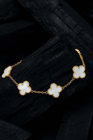 Altın Kaplama Taşlı Royal Pearl Petal Model Erkek Çelik Bileklik Diğer