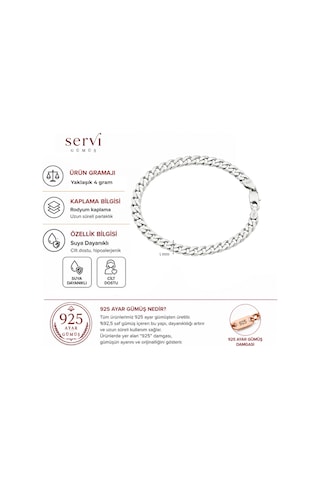 Servi 925 Ayar Gümüş 5 Mm 19 Cm İtalyan Zincir Bileklik-354