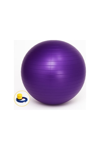 Evapera Yeni Nesil Pilates Topu + Pompa Profesyonel Dayanıklı Fitness Yoga Denge Egzersiz Plates Topu 75 Cm Mor