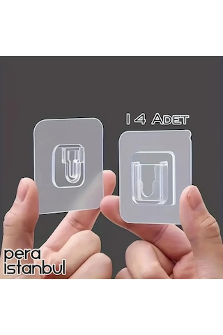 14 Adet Süper Güçlü Şeffaf Çerçeve Askısı Resim Mutfak Kancası Kendinden Yapışkanlı Şeffaf Yapışkan