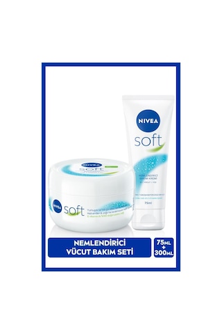 Nivea Soft Nemlendirici Bakım Kremi El Yüz Vücut E Vitamini Yumuşak Cilt Jojoba 300 ML + 75 ML