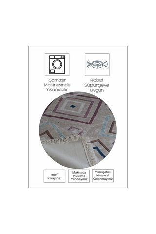 Dekoratif Milena Model Kaydırmaz Dot Taban Halı Çok Renkli