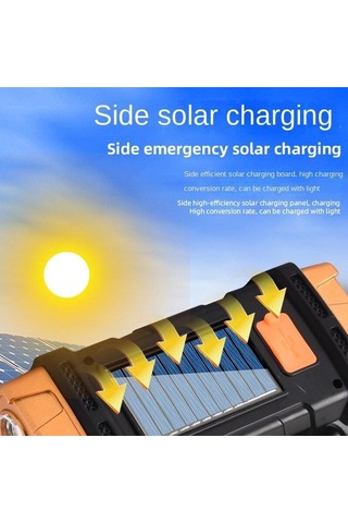 Kırmızı Çok Fonksiyonlu Güneş Enerjili Led + Cob Işık Saplı Usb Şarjı Su Geçirmez Dış Mekan Kamp Güvenliği İçin Gece Acil Durum Kırmızı