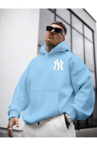 Altamira Erkek Ön Arka Ny Baskılı Kapüşonlu Sweatshirt 001