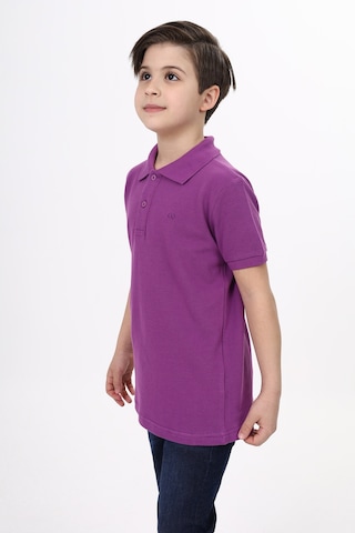 Toontoy Kids Toontoy Unisex Polo Yaka Düğmeli Uzun Kısa Tişört Mor