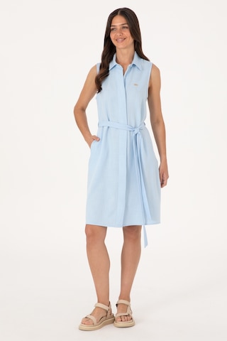 U.S. Polo Assn. Kadın Açık Mavi Kemerli Mini Boy Dokuma Elbise 50306644-VR003