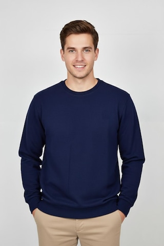 Baglan Erkek Büyük Beden Sıfır Yaka Selanik Sweatshirt Bgl-st04871 Lacivert
