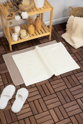 Leoline %100 Pamuk Premium 2'li Ayak Havlusu Kahverengi - Krem