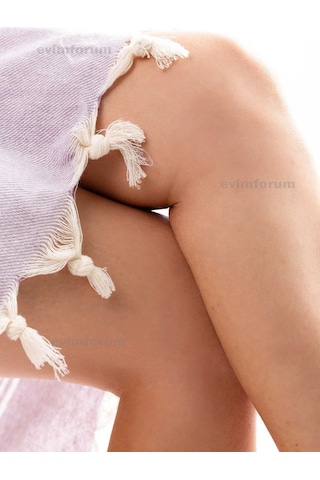 %100 Pamuk Yetişkin Peştemal Panço Bornoz Plaj Havlusu Lila L-xl Lila