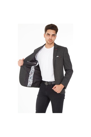 Sposo 5112 Dar Kalıp Örme Kumaş Siyah Erkek Blazer Ceket Siyah