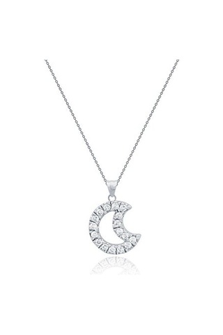 Tektaş - Beyaz Altın 14 Ayar Ay Kolye