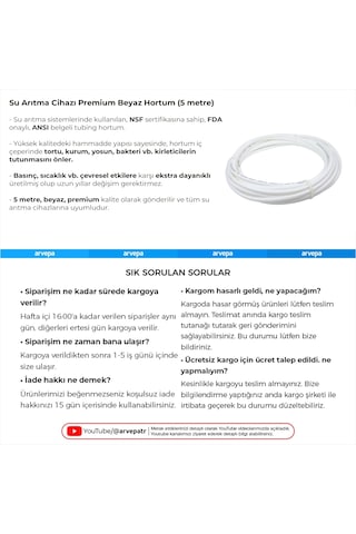 Su Arıtma Cihazı Premium Beyaz Hortum 5 Metre