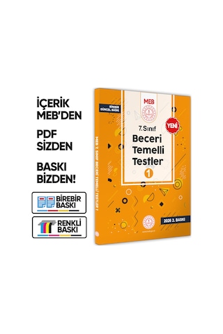 2026 7.Sınıf MEB Beceri Temelli Testler 1. Kitap Örnek Soru Bankası (Renkli Baskı) BASKI ÜCRETİ