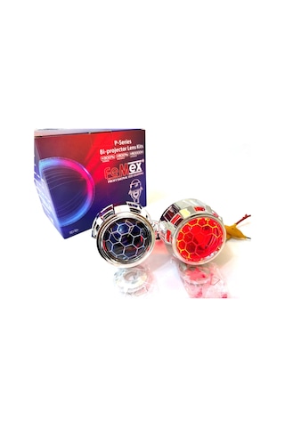 Femex Bi-Xenon Bal Petek Desenli Far İçi Mercek 2.5 Inc Kırmızı