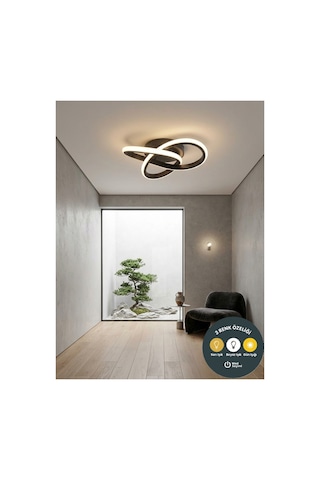 Kar Çiçeği Plafonyer Siyah 3 Renk Işıklı Power Ledli Salon Mutfak Oda Hol Ledli Avize