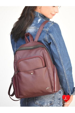 Jara Bag Freya Kadın Sırt Çantası Şık, Yumuşak Dokulu Ve 5 Bölmeli Bordo