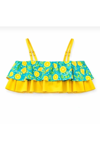 Nurbebe Limon Desenli Kız Çocuk Bikini Takımı Turkuaz