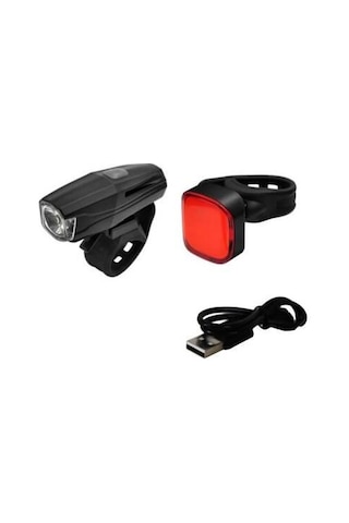 Jıng-yı Ön Arka Şarjlı Faf 450 Lümen Stop Set Jy-7029 + Jy-6217t Siyah - Kırmızı