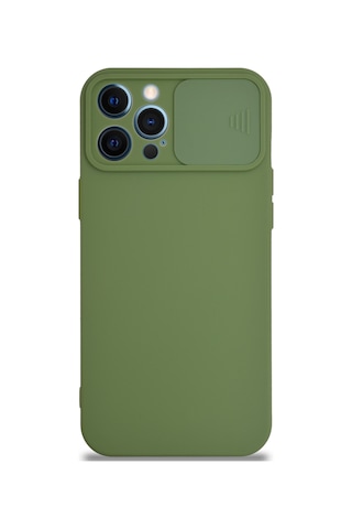 Apple Uyumlu iPhone 12 Pro Max Kapak Kamera Korumalı Sürgülü Renkli Silikon Kılıf