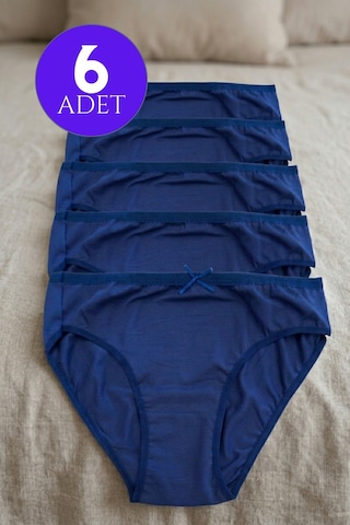 Mataş Kadın 6'lı Paket Pamuklu Bikini Külot Esnek Yumuşak İz Yapmaz İç Çamaşırı Lacivert