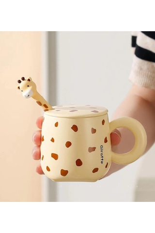 Zürafa Temalı Seramik Kupa 1966 Açık Sarı