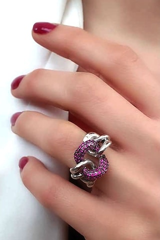 Pembe Zirkon Taşlı Italyan Tasarımı Gümüş Gurme Yüzük 12