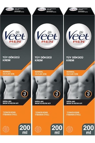 Veet Men Normal Ciltler İçin Tüy Dökücü Krem 3 x 200 ML